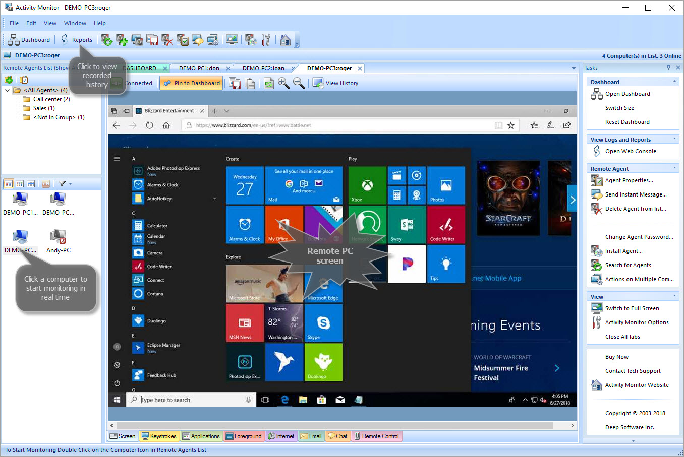 Remote PC screen view 