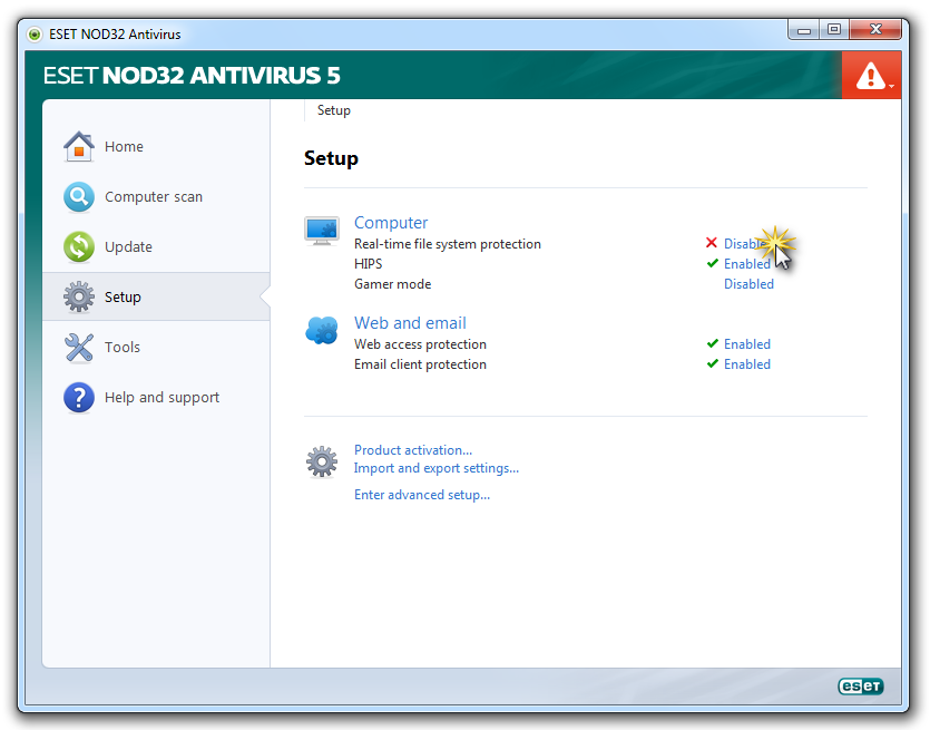 Enable real-time protection