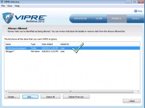 Vipre exclusions