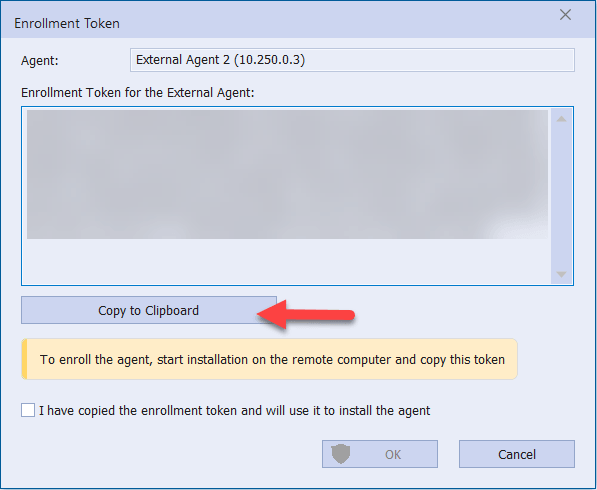 Enrollment Token dialog