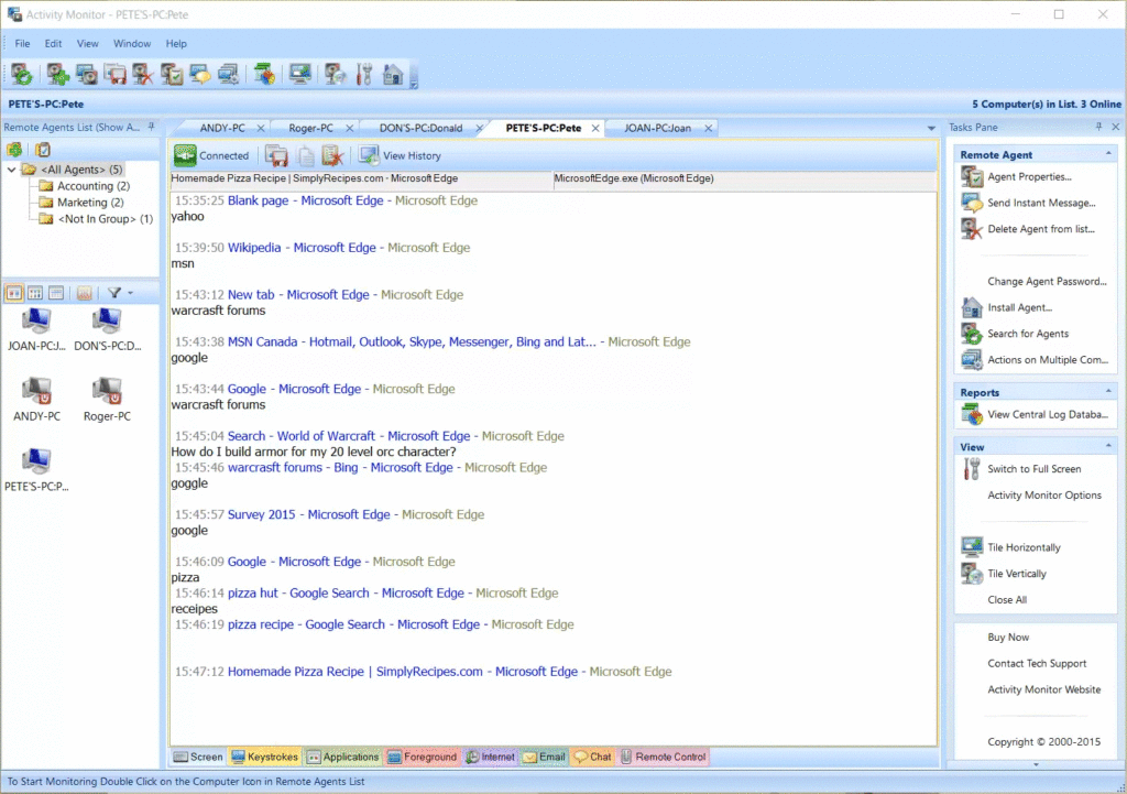 Keylogger software module in SoftActivity Monitor