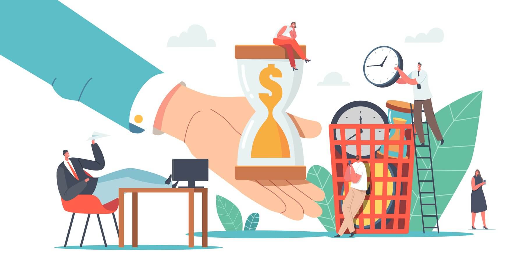 Employees procrastinating and wasting time at work