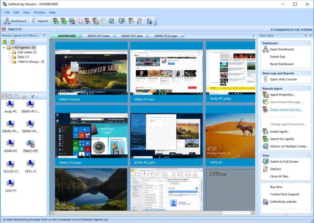 Real time computer monitoring software console. (click to enlarge) Real time computer monitoring software console